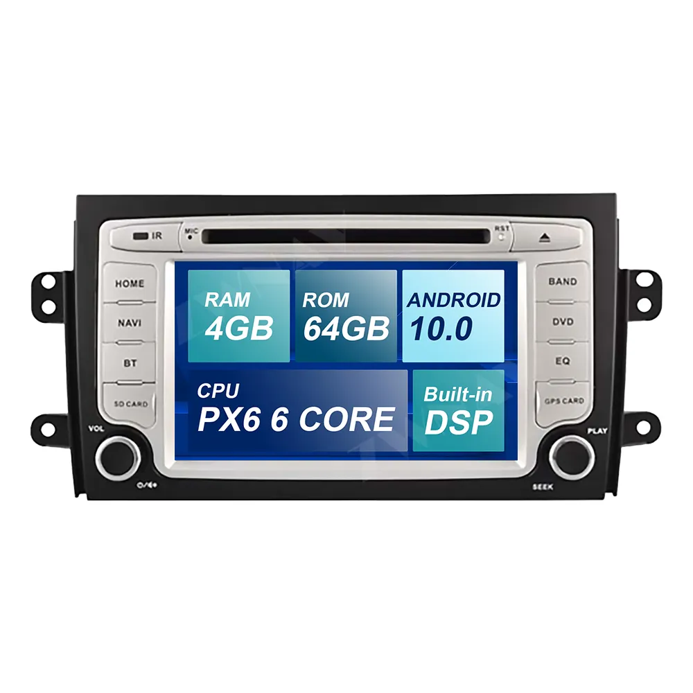 PX6 DSP IPS 4 + 64G Android 10.0 Voiture GPS Navi Radio Audio stéréo Pour Suzuki SX4 2006-2010 DVD Lecteur multimédia unité de tête de carte gratuite