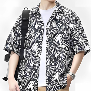 Camisa Hawaiana de Seda al por Mayor, Nueva Camisa de Playa de Verano para Hombre, Camisa Estampada de Manga Corta para Hombre - Product Image 1