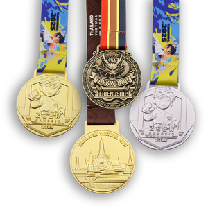 Medalla Deportiva de Metal Esmaltado Personalizada de 5 mm, Premio Plateado <span class=keywords><strong>para</strong></span> Baloncesto, Fútbol, Danza, Judo, Carrera, Maratón, Recuerdo con Logotipo - Product Image 1