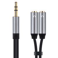 Câble adaptateur de casque de microphone coaxial 2-en-1 double 3.5mm mâle/femelle pour PC haut-parleur moniteur DVD et projecteur