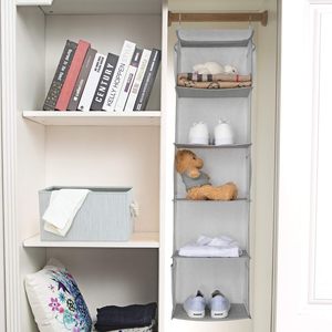 5 <b>Shelf</b> Hanging Closet Organizer 43x12x12 In With 6 Side Pockets For Clothes Bedroom Storage - Product Image 5