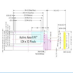 จอแสดงผล OLED LCD ขนาด 0.91 นิ้ว ความสว่างสูง 128*32 จุด ใช้ไดรเวอร์ SSD1306 แบบเชื่อมต่อ 15 พิน SPI - Product Image 4