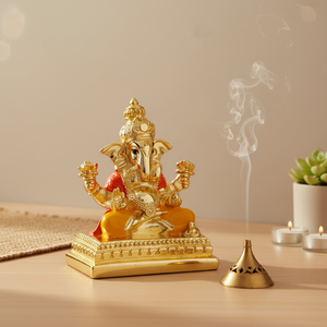 Premium Handmade Gold Plated Stainless Steel Ganesh Idol Religious Home Statue Eco-Friendly <b>Art</b> Decor Carved Handicraft Living - Product Image 3
