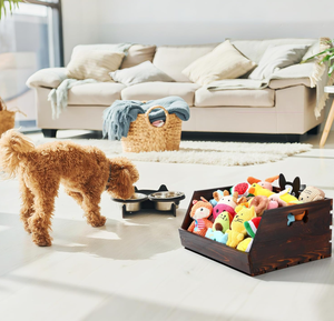 Caja de Madera Resistente para Juguetes de Mascotas, Organizador de Artículos para Cachorros, Contenedor de Juguetes para Perros, Cesta de Almacenamiento de Juguetes de Madera para Correas, Comida y Accesorios - Product Image 5