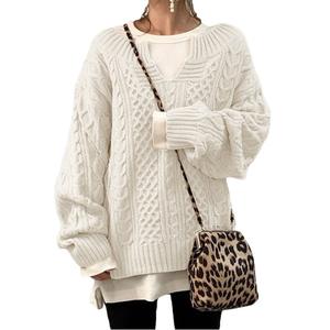 Suéter de invierno de <span class=keywords><strong>mujer</strong></span> con logotipo personalizado con patrón de cáñamo <span class=keywords><strong>Jersey</strong></span> de punto de estilo coreano informal TOPS Material de Cachemira - Product Image 5
