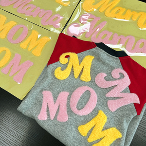 2026年 新しいMAMA 母の日 シェニールファー ふわふわ パフ DTF 熱転写 アイロン接着パッチ 衣類用 - Product Image 4