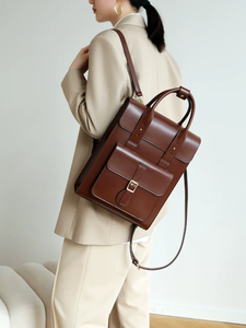 Vintage Genuine <b>Leather</b> <b>Laptop</b> <b>Backpack</b> Brown Rucksack Zipper Softback for Travel Office Outdoor - Product Image 3