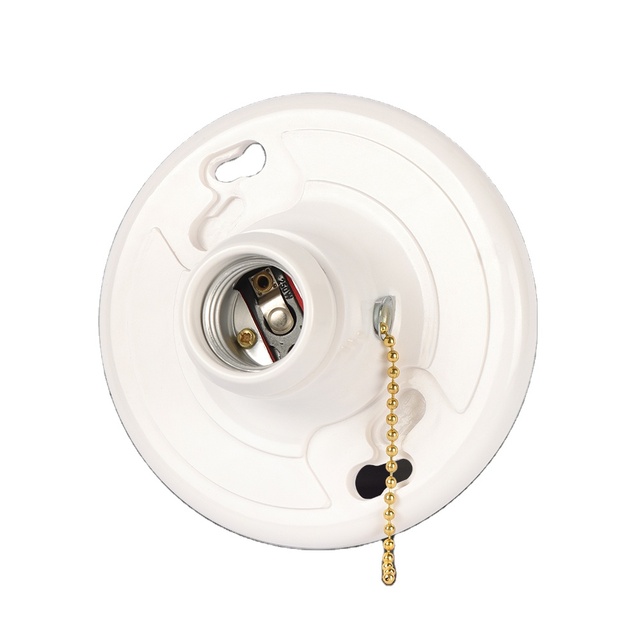 AOTA Light Bulb Base E26 4-inch Bakelite Lamp Holder with Screw Cap White 250V Voltage Lamp Socket 1-Year Warranty Safety