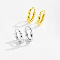 FUAMAY Dainty anting lingkaran Oval kecil 925, berlapis emas 18K hipoalergenik ringan S925 Pave Oval anting bulat