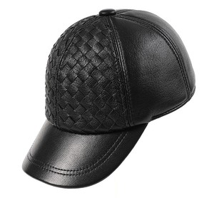 Gorra de Béisbol J204 para Hombre, Cuero Genuino, Negro Marrón, Tejida, Otoño Invierno, Gorra de Papá - Product Image 3