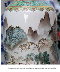 Jingdezhen Cerámica Dibujado a mano Paisaje Figura Piso Florero grande Muebles <span class=keywords><strong>para</strong></span> el hogar Vestíbulo del hotel Patio Florero Ornamento - Product Image 6