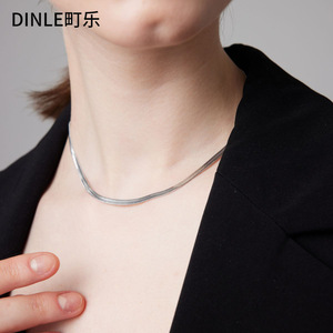 Collar de cadena de hueso de serpiente de acero de titanio Dinle para mujer, gargantilla sencilla para clavícula, regalo - Product Image 5