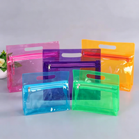 Pochette de maquillage transparente en PVC imperméable avec logo personnalisé, étui portable pour crayons et cosmétiques, couleur transparente, avec fermeture éclair