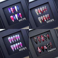 Fabrieksdirecte verkoop Europese Punk Cool 10 stuks 3D Stiletto Spicy Girl draagbare opzetnagels handgemaakt