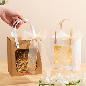 Sac en papier <span class=keywords><strong>Kraft</strong></span> avec fenêtre, impression personnalisée de votre propre Logo, sac en papier artisanal avec poignée - Product Image 5