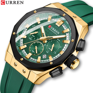 CURREN 8464 Relógio de quartzo masculino de luxo com pulseira de silicone multifuncional com código de tempo clássico luminoso à prova d'água - Product Image 5