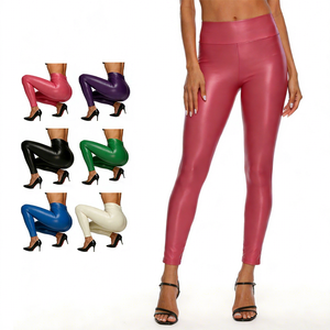 Pantaloni a Vita Alta Effetto Liquido Lucido in Ecopelle PU Metallizzata Elasticizzata Leggings da Ballo Pantaloni da Discoteca <span class=keywords><strong>Leggins</strong></span> da Donna - Product Image 1