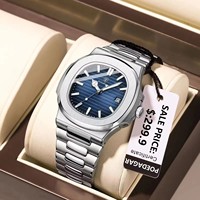 Montre Homme à Quartz Poedagar 613, Montre-Bracelet Sportive en Acier Inoxydable Verte, Relogio Masculino
