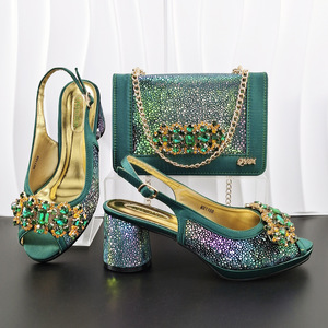 Stylish and eye-catching high-heeled shoes with rhinestones and satin finish - the same style as the square evening <b>bag</b>. This is - Product Image 1