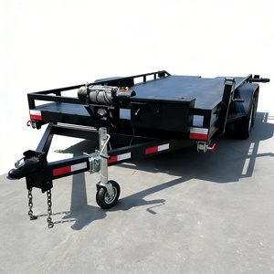 <span class=keywords><strong>Remorque</strong></span> utilitaire à <span class=keywords><strong>double</strong></span> essieu en acier durable avec système de treuil intégré pour le remorquage de VTT, tondeuses à gazon et de marchandises - Product Image 2