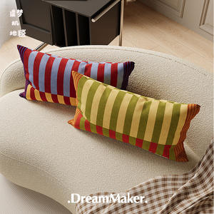 DreamMaker Retro <b>Striped</b> Throw Pillow Oblong Washable PP Cotton <b>Cushion</b> For Sofa Bed Living Room Decorative Pillowcase - Product Image 1