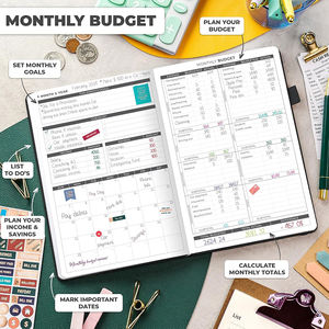 예산 플래너-지출 기록 노트 월간 예산 관리 도구 재정 일기 및 장부 청구서 기록기 A5 플랜 노트 - Product Image 3