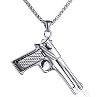 Collar de Cadena con Colgante de Pistola para Hombre, de Acero Inoxidable, Chapado en Oro y Plata, de Lujo y Moderno, Regalo de Aniversario