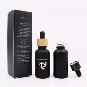 Custom Cosmetic Packaging Hair Oil Bottle 5ml 50ml 100ml 30ml Frosted Black Essential Oil Glass Dropper Bottle