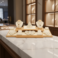 Présentoir à bijoux haut de gamme personnalisé en daim et MDF, buste de mannequin pour colliers, bagues, boucles d'oreilles, vitrine de luxe pour boutique
