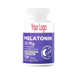 OEM Vegan 20mg Melatonin tablet pil suplemen untuk orang dewasa mempromosikan tidur nyenyak Melatonin tablet