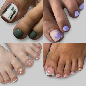 Vente en gros d'usine, logo personnalisé, ongles artificiels en ABS de haute qualité, 24 pièces, réutilisables, design viral TikTok, ongles artificiels pour <span class=keywords><strong>les</strong></span> pieds - Product Image 1