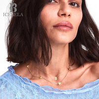 ICEBELA Ventes chaudes Collier minimaliste exquis personnalisé en argent sterling 925 avec plusieurs petits cœurs pour filles
