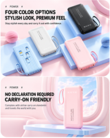 Batterie externe HYTO de qualité supérieure 10000 mAh, Power Bank portable 20000 mAh avec câble intégré, entrée Micro USB, double sortie USB