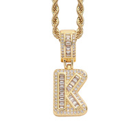 Collar con Letras del Alfabeto A-Z de Circonia Cúbica, Collar con Nombre Inflado, Inicial en Forma de Globo para Mujer, Chapado en Oro de 18K, Joyería Hiphop