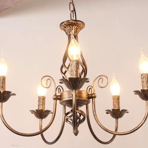 נברשת בית חווה ברונזה, תאורת תליון ברזל כפרית צרפתית, נברשת מתכת וינטג' לחדר אוכל וסלון - Product Image 3