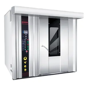 Mesin produksi roti otomatis komersial industri 32 nampan Oven putar roti listrik Diesel Gas untuk roti