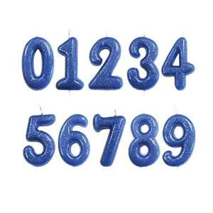 Bougie d'<span class=keywords><strong>anniversaire</strong></span> personnalisée pour décoration de fête, vente en gros, bougie numérique mixte pour gâteau, 6 cm, bougie numérique bleue - Product Image 1