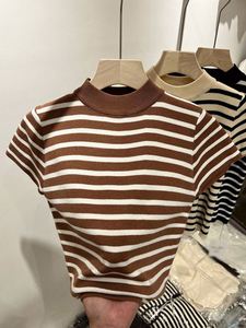 Pull en tricot Maxfree à manches régulières, coupe ajustée, t-shirt pour femme, vêtements vintage pour le début du printemps, manches courtes - Product Image 5