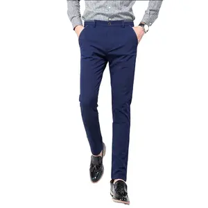 Yeni moda OEM ofis çalışma erkek rahat elbise pantolon özel streç Slim Fit Chino pantolon