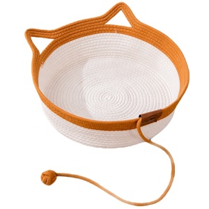Minerva Manufacture Coton et <span class=keywords><strong>Chanvre</strong></span> Corde Panier Tissé Avec Oreilles <span class=keywords><strong>De</strong></span> Chat Queue Forme Jouet Balle Grande Capacité Pet Chat Lit Toutes Saisons - Product Image 1