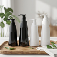 Flacon cosmétique noir 200 ml, flacon rond en plastique PET personnalisé, emballage de luxe pour produits de soin de la peau