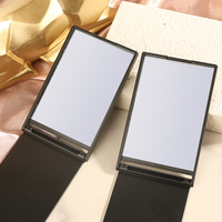 Cermin Rias Lipat Ultra Tipis Portabel Hitam Cermin Saku Kompak Cermin Vanity Perjalanan Tipis untuk Pria Wanita Hadiah Promosi