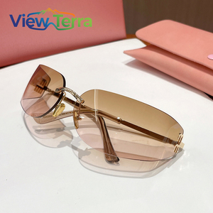 Occhiali da Sole Y2K Ins Fashion MM per Donne, Senza Montatura, UV400, Montatura in Metallo, Logo Mi, Marca di Lusso, Occhiali da Sole per Ragazze - Product Image 1