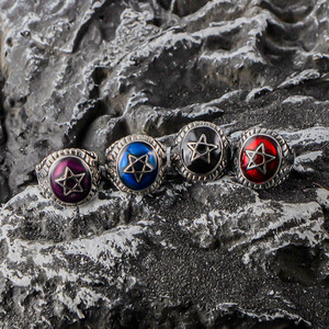 Bague étoile à cinq branches en acier inoxydable, sertie d'une monture, bijoux de fête SA505 - Product Image 3