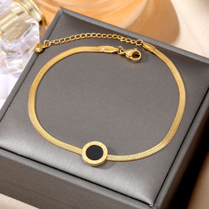 Bracciale in acciaio inossidabile con catena cubana 316L Love Star placcato oro 18 carati