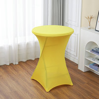Spandex élastique Bar hôtel mariage Banquet hauteur nappe extensible couleur unie personnaliser lavable Table couvre