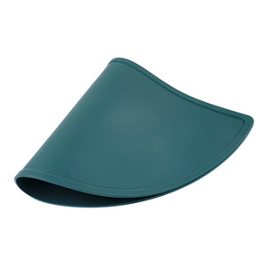 Salvamanteles semicircular de silicona, tapete aislante térmico antiescaldaduras para alimentación de bebés, posavasos impermeable tipo arco verde pavo real - Product Image 2