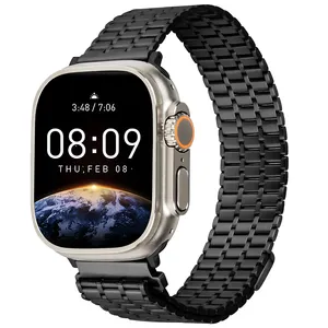 Apple Watch Ultra49mmバンド用45mm44mm 41mm 40mm 38mm42mm iWatch用磁気ステンレススチールメタルループストラップ87 SE 6 5 4