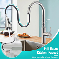 Robinet de cuisine moderne à levier unique monté sur pont, en acier inoxydable 304, avec douchette extractible, finition nickel brossé, commande tactile intelligente, prix d'usine