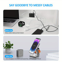 Chargeur sans fil magnétique 15W PD3.0 ignifuge 3-en-1 pliable multifonctionnel avec support de charge et port Type-C pour téléphone, écouteurs et montre